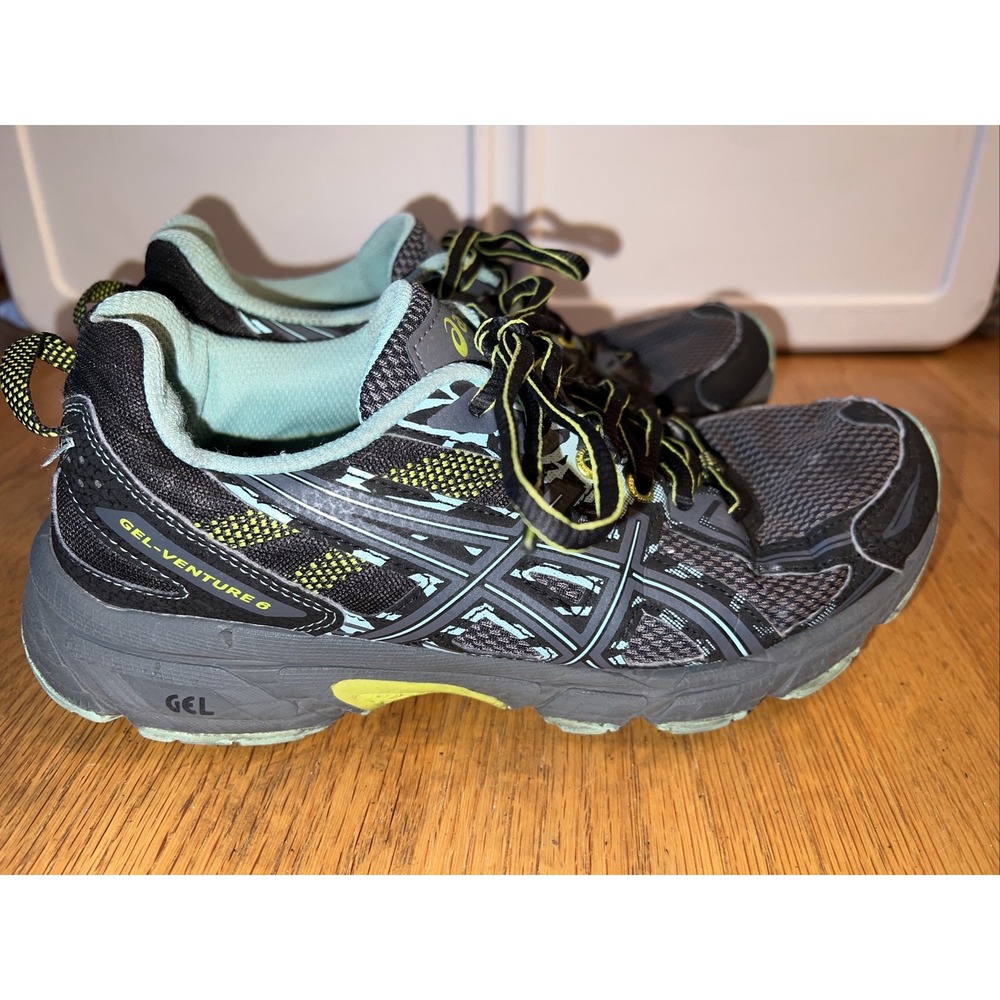 Asics Gel-Venture 6 Trail Running Shoes Black Mint Green Grey T7G1N Womens‎ 8.5